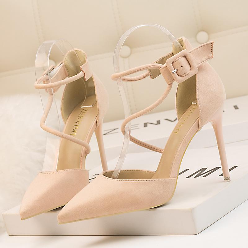 Elegant 9219-75 Wind Sexy Party Summer Women's Shoes with stiletto heel and suede upper, perfect for summer events.