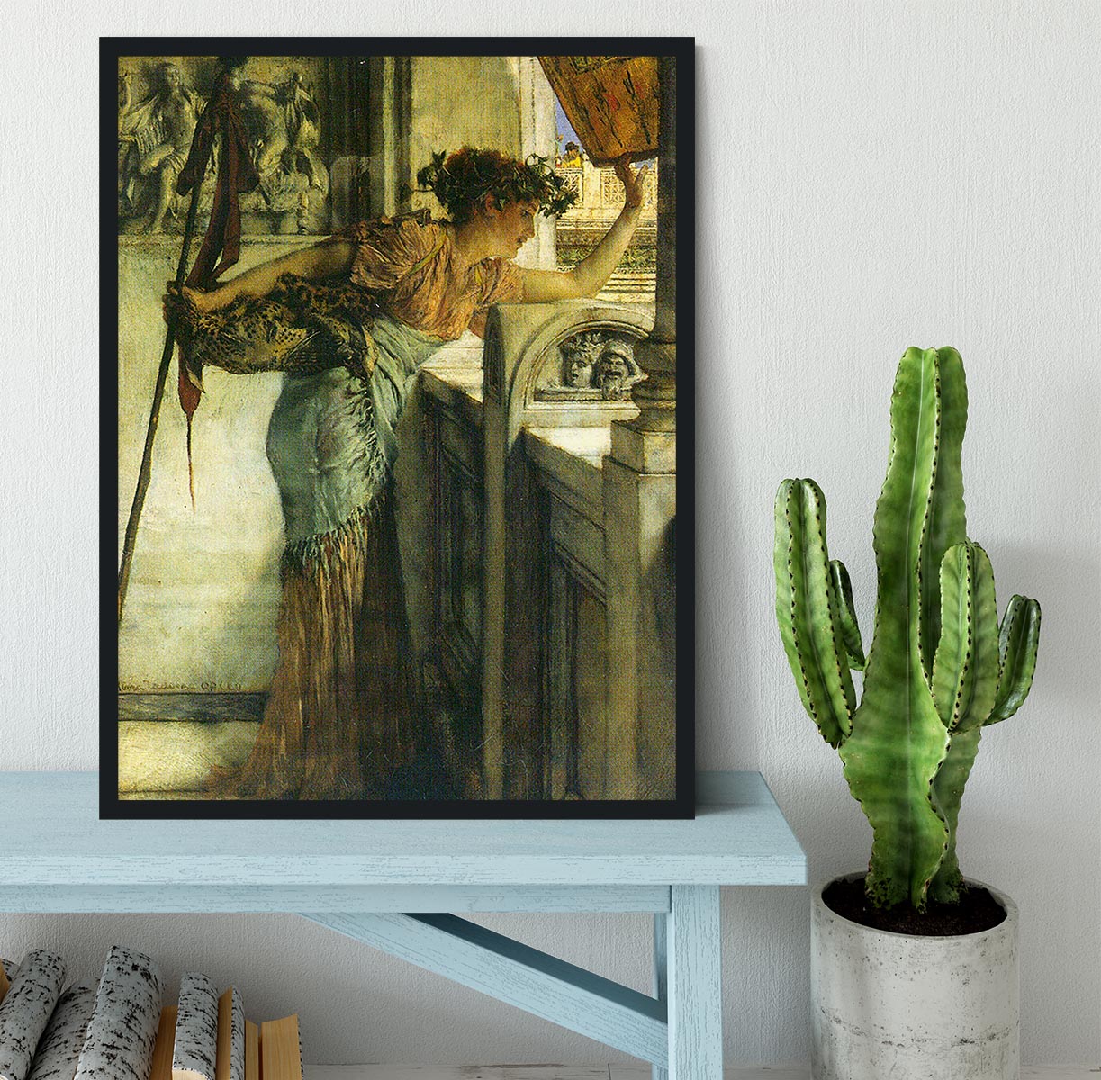 A Bacchantin There he is! framed print by Alma Tadema, showcasing vibrant colors and intricate details in a stylish frame.
