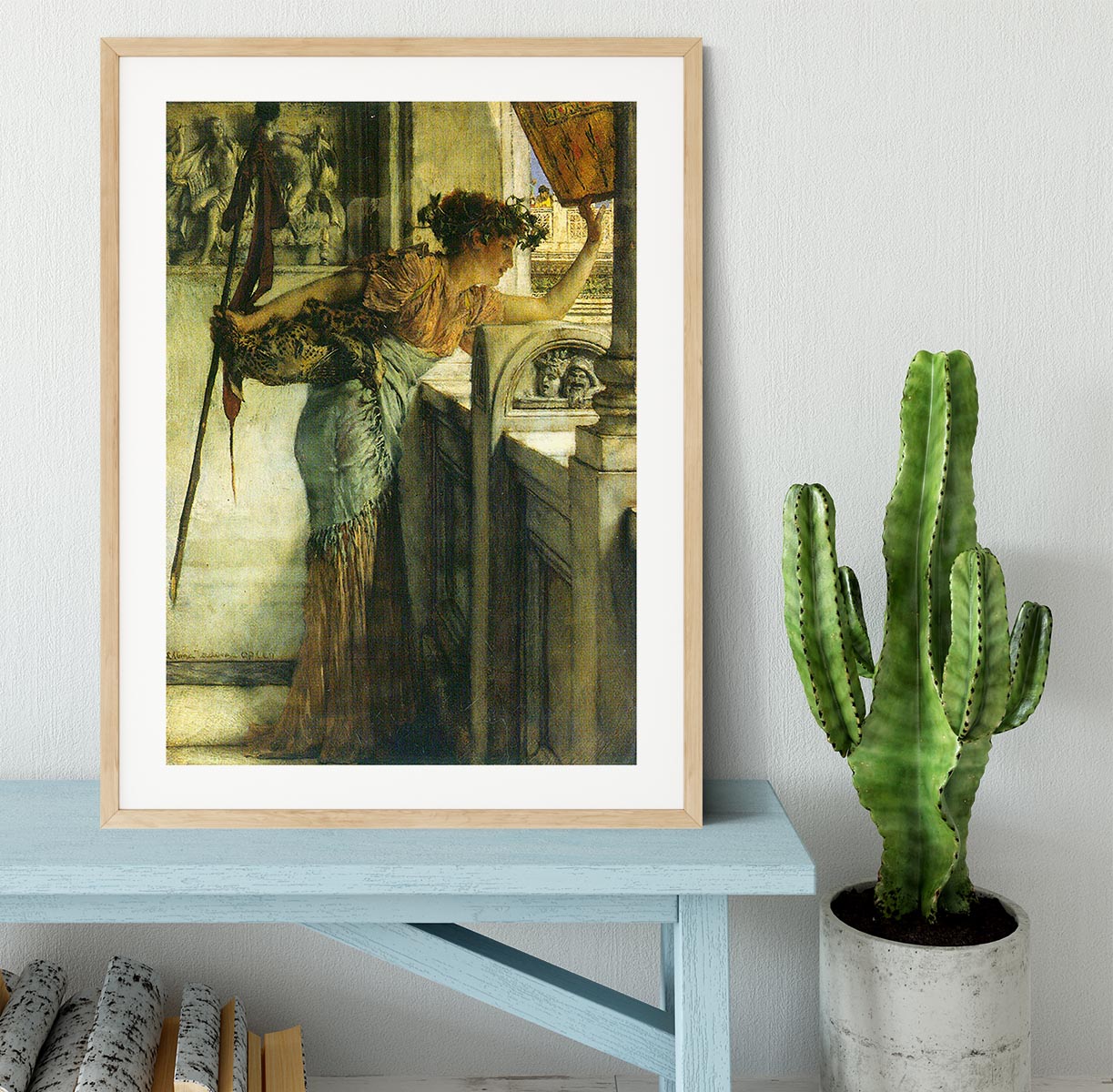 A Bacchantin There he is! framed print by Alma Tadema, showcasing vibrant colors and intricate details in a stylish frame.
