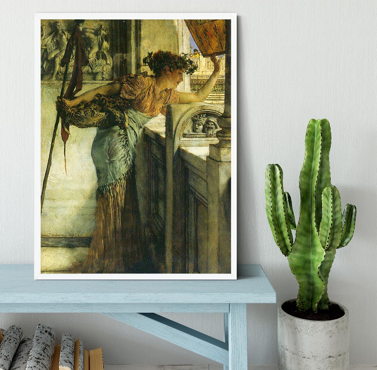 A Bacchantin There he is! framed print by Alma Tadema, showcasing vibrant colors and intricate details in a stylish frame.