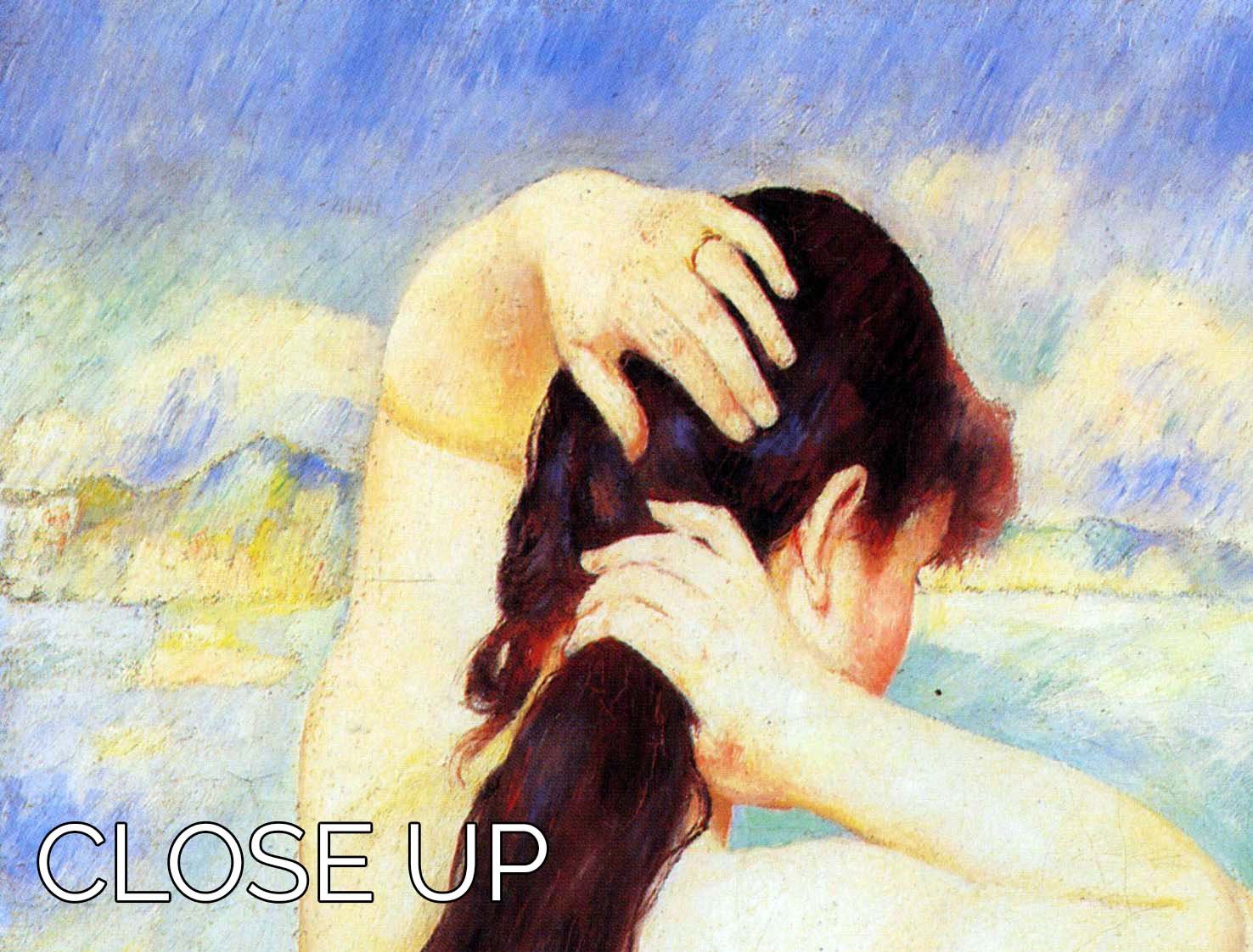 A Bather by Renoir 3-panel canvas print showcasing elegant artwork in a modern setting.