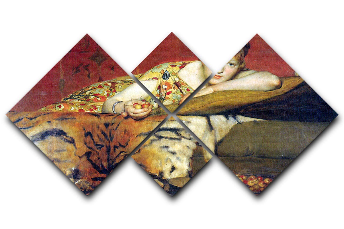 A stunning 4-square multi-panel canvas artwork titled 'A Craving for Cherries' by Alma Tadema, featuring vibrant cherries and intricate details.