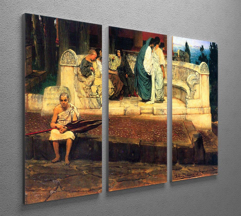 A stunning 3-panel canvas print featuring Exedra by Alma Tadema, showcasing intricate details and vibrant colors, perfect for elegant home decor.