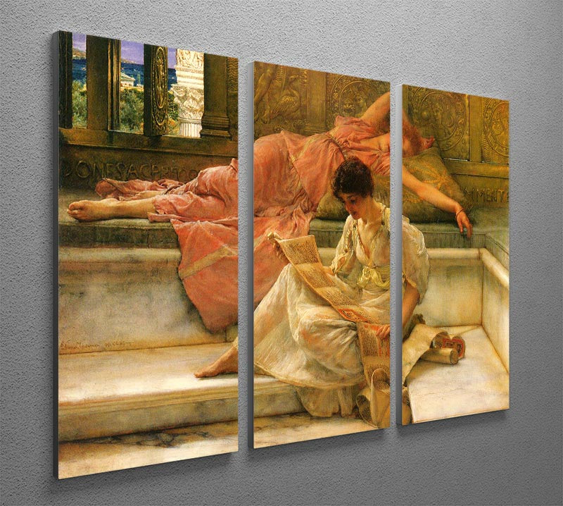 A stunning 3-panel canvas print featuring Alma Tadema's A Favorite Poet, showcasing intricate details and vibrant colors.