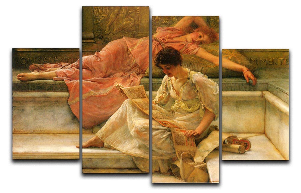 A Favorite Poet by Alma Tadema 4 Split Panel Canvas artwork, showcasing four panels that create a cohesive and dynamic image.