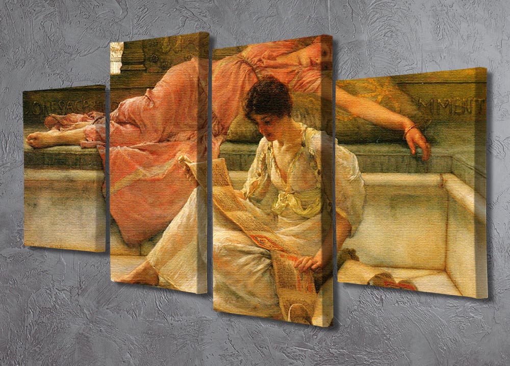 A Favorite Poet by Alma Tadema 4 Split Panel Canvas artwork, showcasing four panels that create a cohesive and dynamic image.
