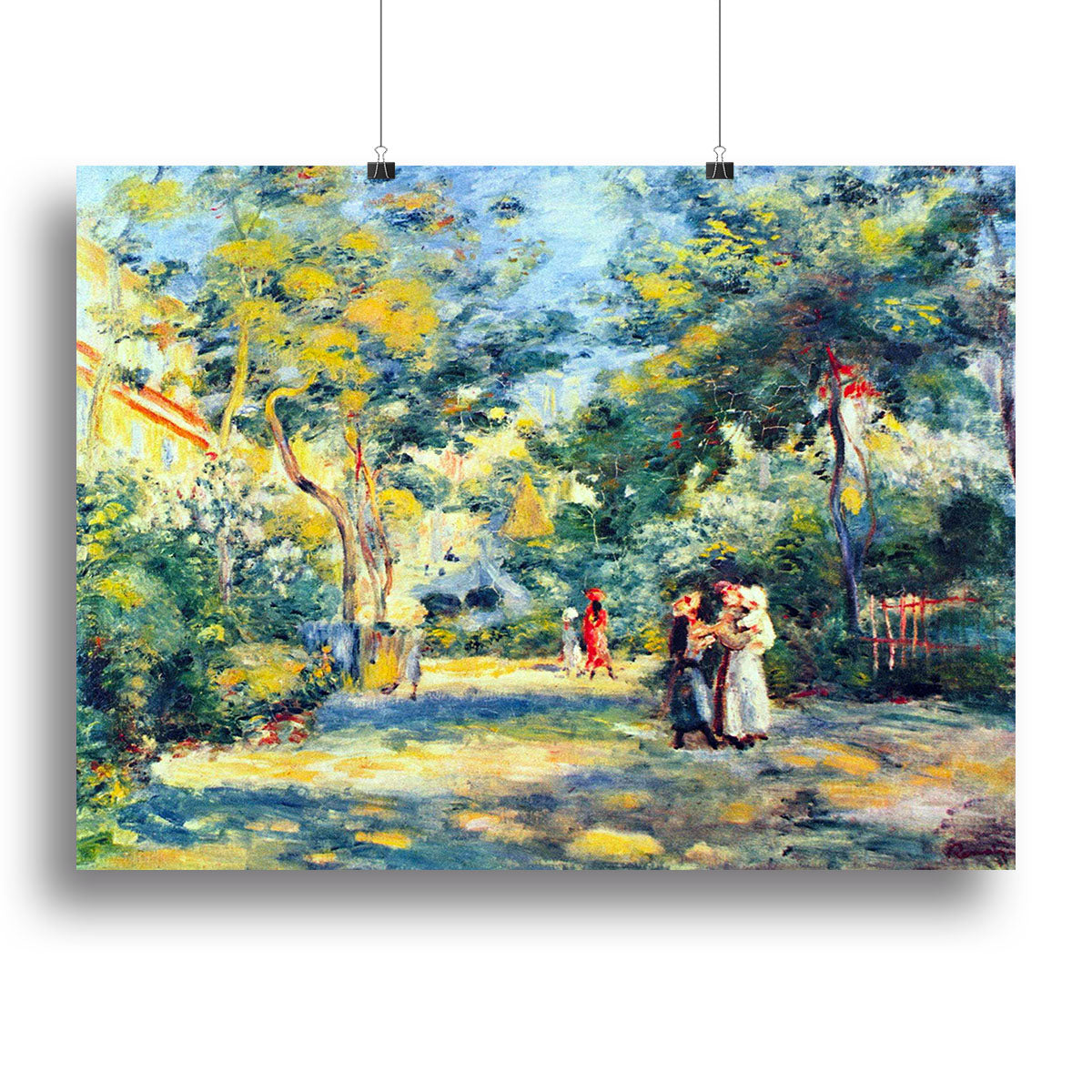 A beautiful canvas print of 'A Garden in Montmartre' by Renoir, showcasing vibrant colors and serene garden scenery.
