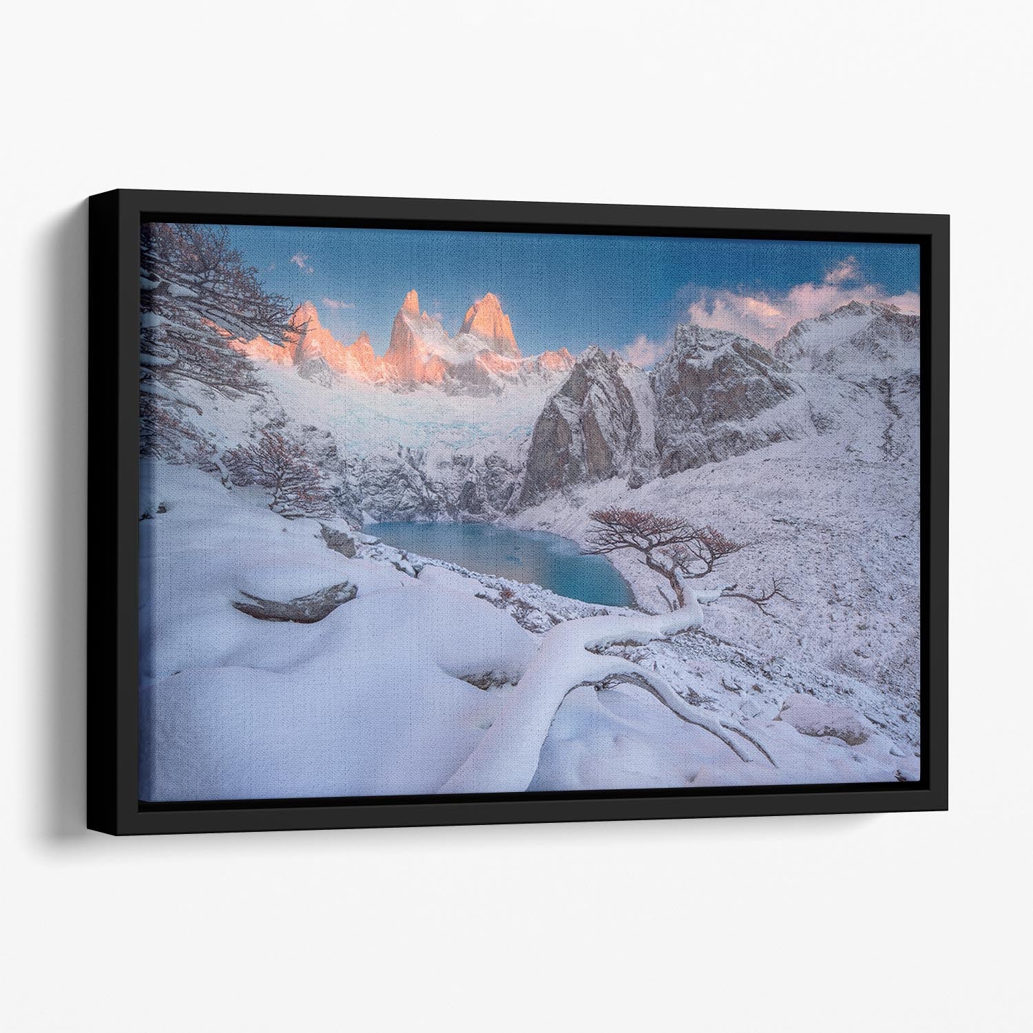 A vibrant abstract wall art piece titled A Gift From The Gods, framed in an elegant floating wooden frame, showcasing colorful designs.