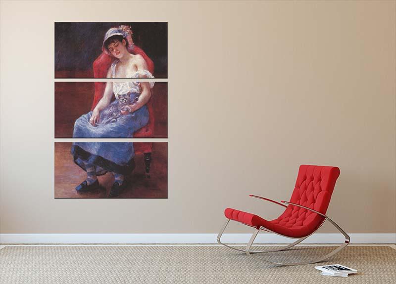 A beautiful 3-panel canvas print featuring Renoir's A Girl Asleep, showcasing serene colors and artistic detail.