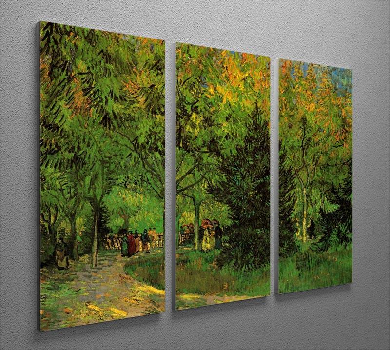 A stunning 3-panel canvas art featuring Van Gogh's 'A Lane in the Public Garden at Arles', showcasing vibrant colors and intricate details.