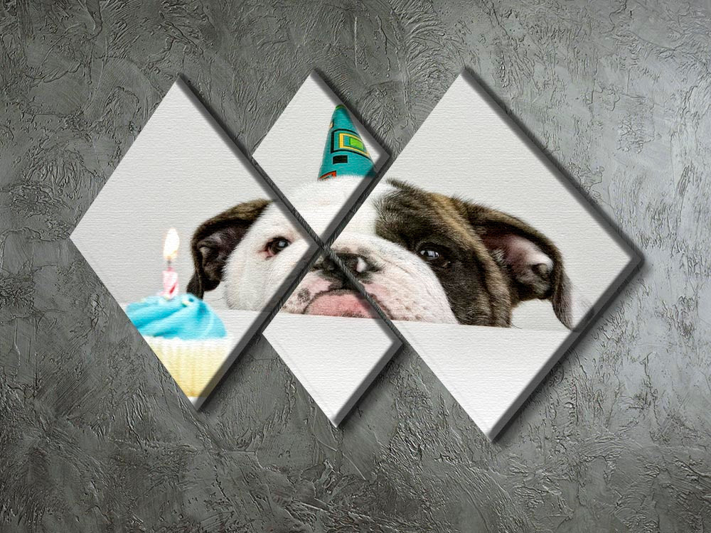 A colorful 4-square multi panel canvas artwork celebrating birthdays, featuring vibrant designs and joyful imagery.