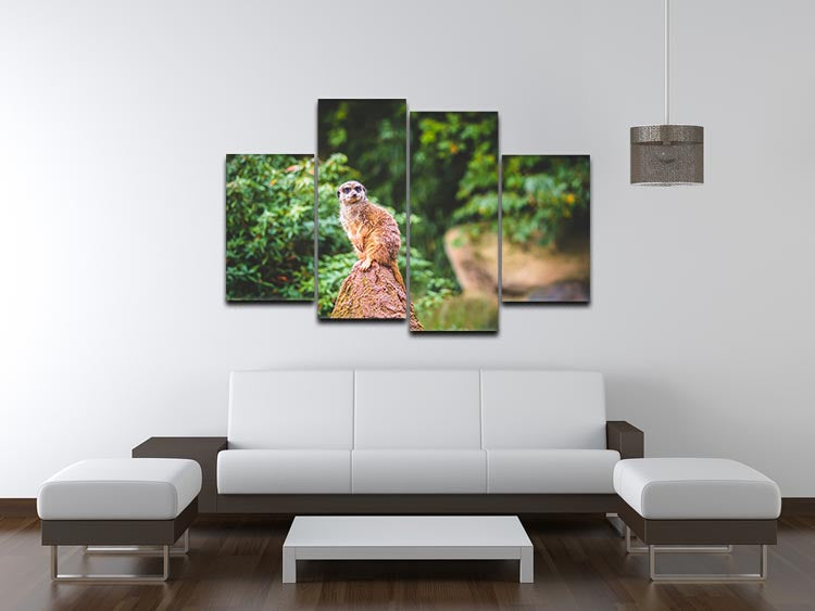 A vibrant 4-split canvas artwork featuring meerkats, showcasing a cohesive image across four panels.