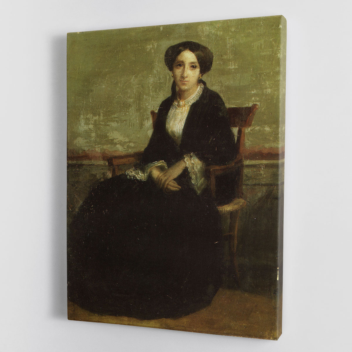 Canvas print of 'A Portrait of Genevieve Bouguereau', featuring a beautiful woman in a classic portrait style.