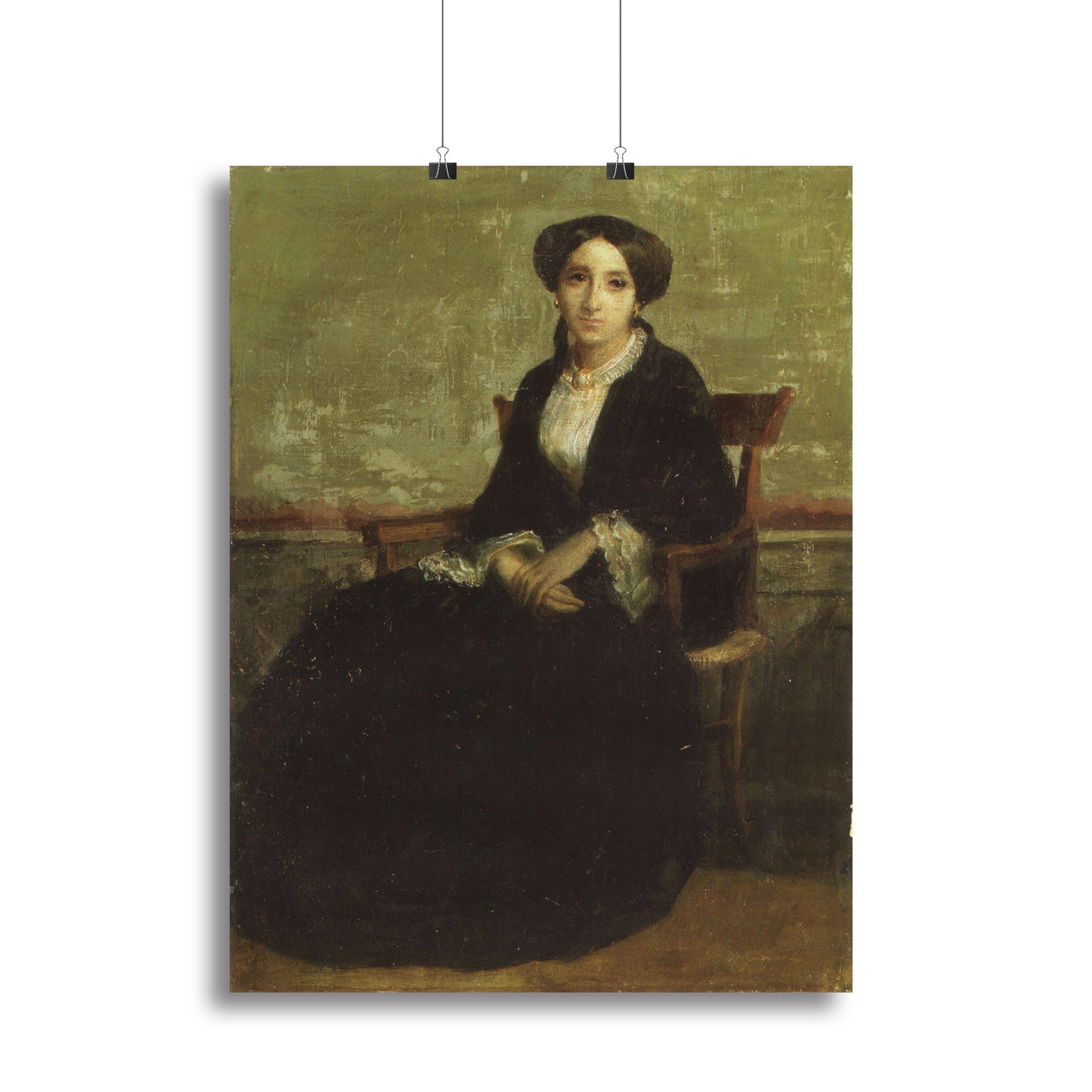 Canvas print of 'A Portrait of Genevieve Bouguereau', featuring a beautiful woman in a classic portrait style.