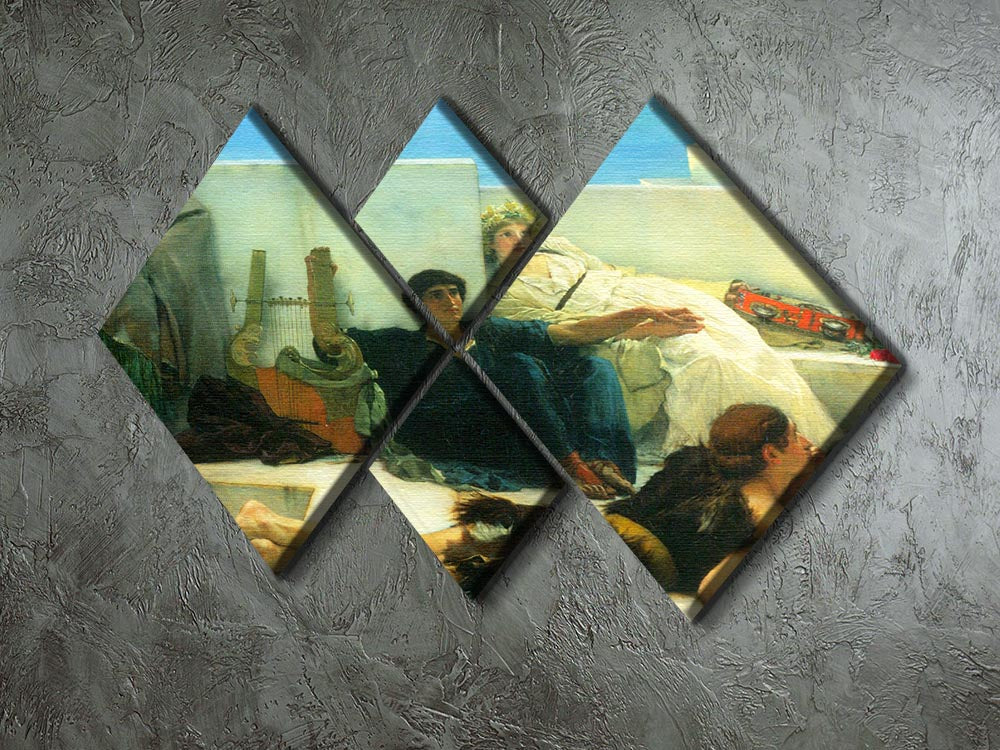 A Reading of Homer detail 1 by Alma Tadema, a 4-square multi-panel canvas artwork showcasing classical themes and vibrant colors.