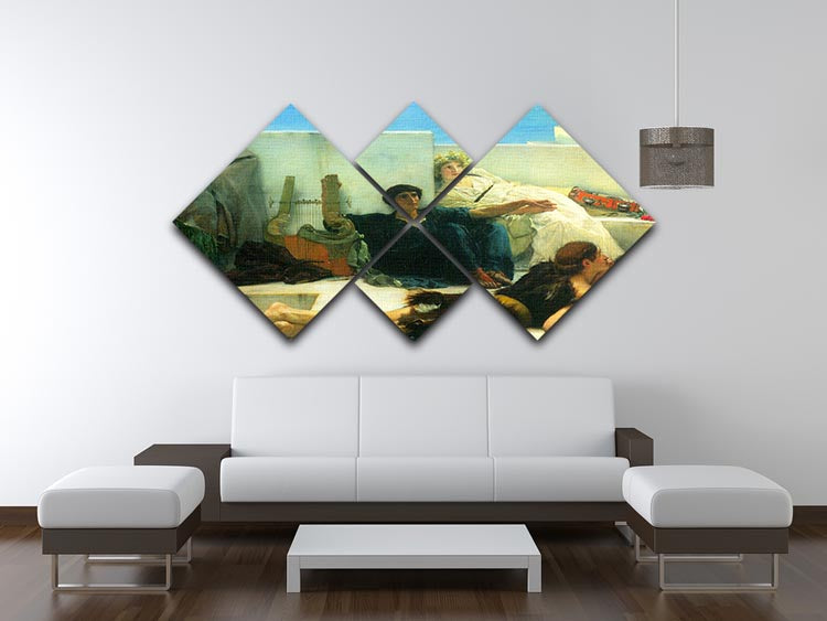 A Reading of Homer detail 1 by Alma Tadema, a 4-square multi-panel canvas artwork showcasing classical themes and vibrant colors.