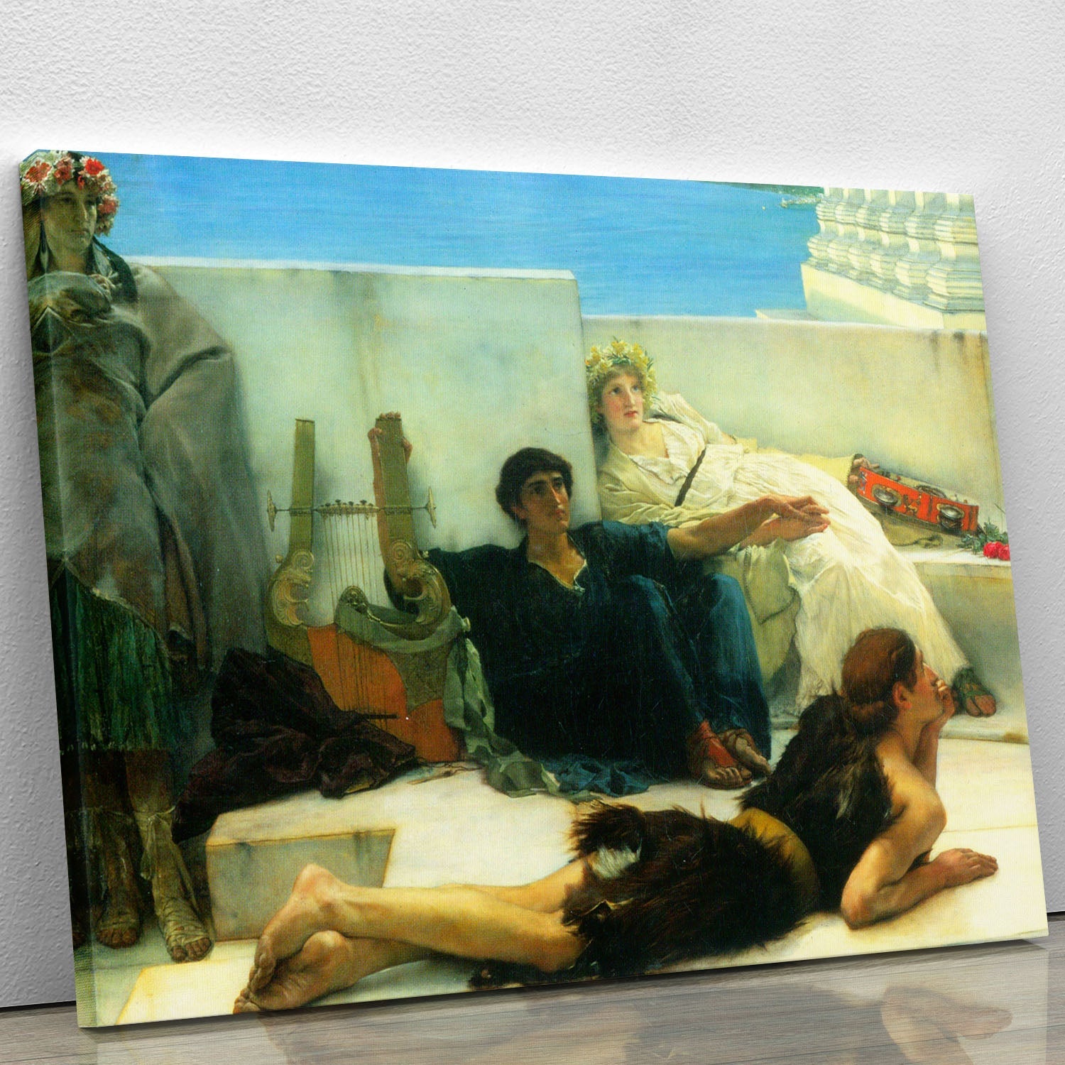 Canvas print of A Reading of Homer by Alma Tadema, showcasing classical art with vibrant colors and intricate details.