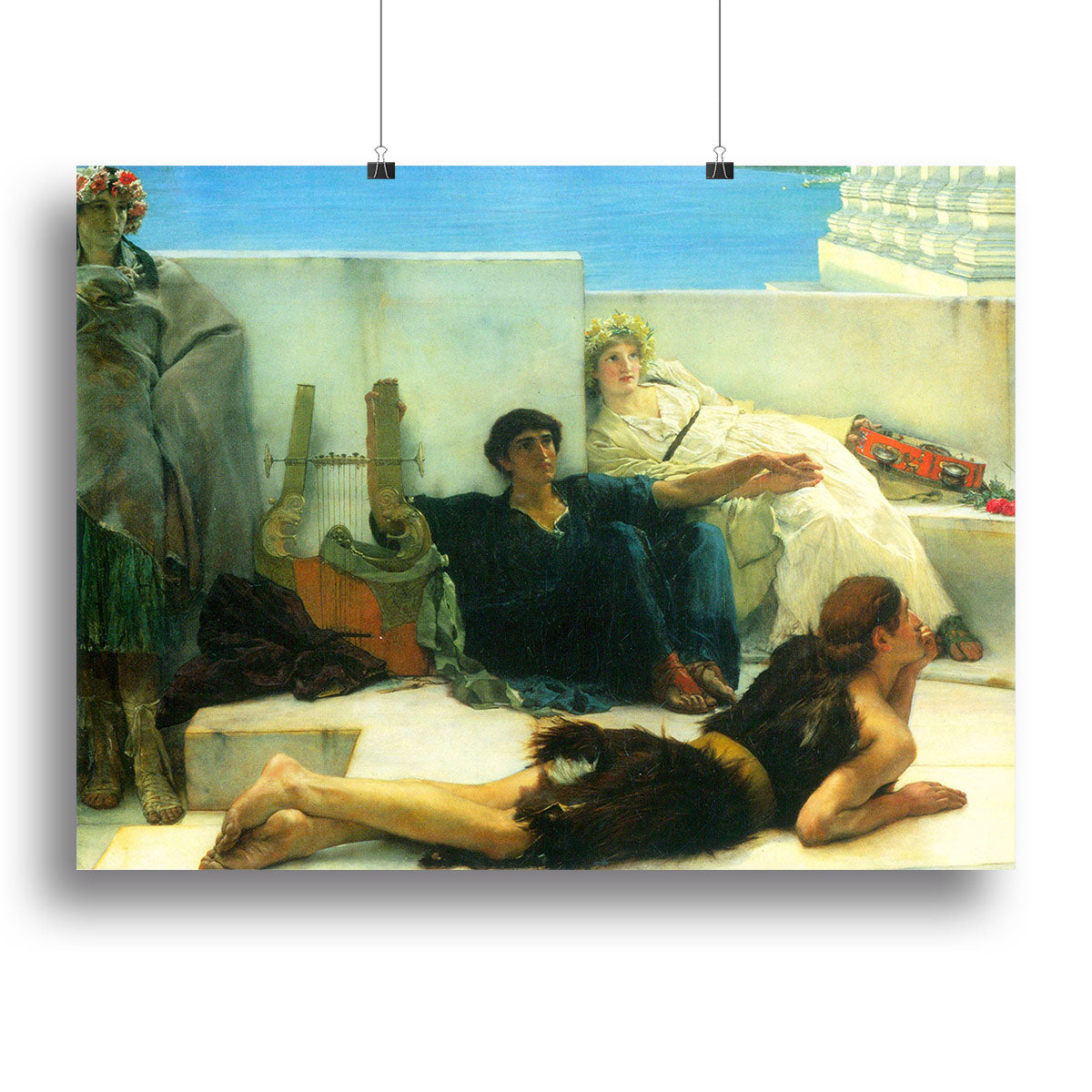 Canvas print of A Reading of Homer by Alma Tadema, showcasing classical art with vibrant colors and intricate details.