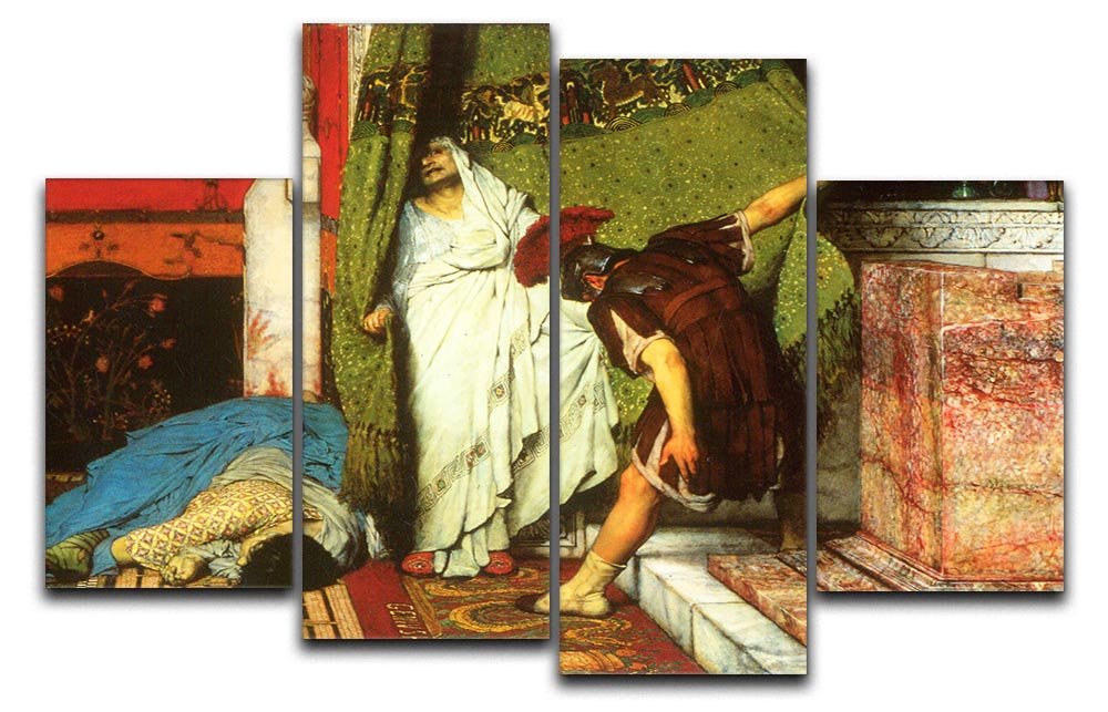 A Roman Conqueror detail 2 by Alma Tadema, displayed as a 4-split canvas artwork, showcasing vibrant colors and intricate details.