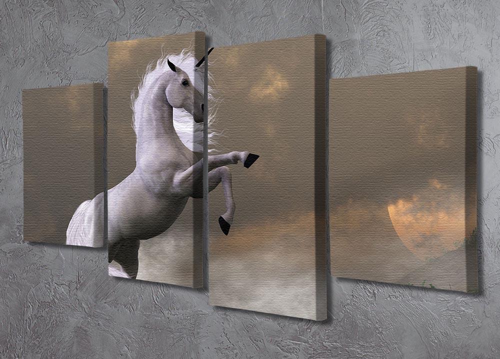 A captivating 4 split panel canvas featuring a majestic unicorn stag, showcasing vibrant colors and intricate details.