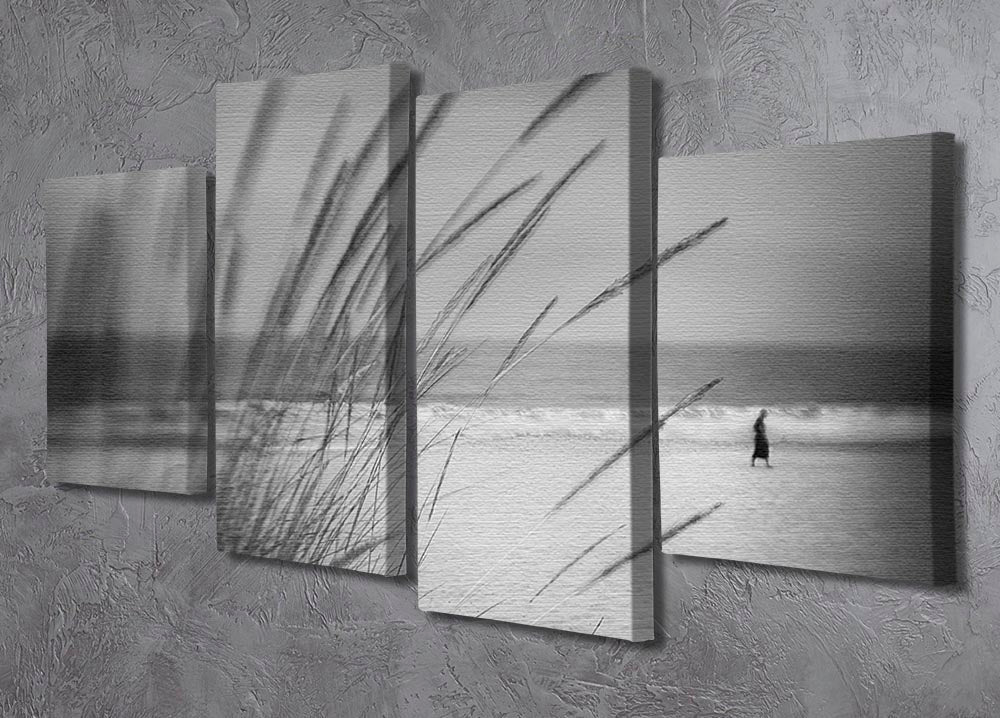 A stunning 4-split canvas artwork depicting a serene seafront scene, divided into four panels for a dynamic display.