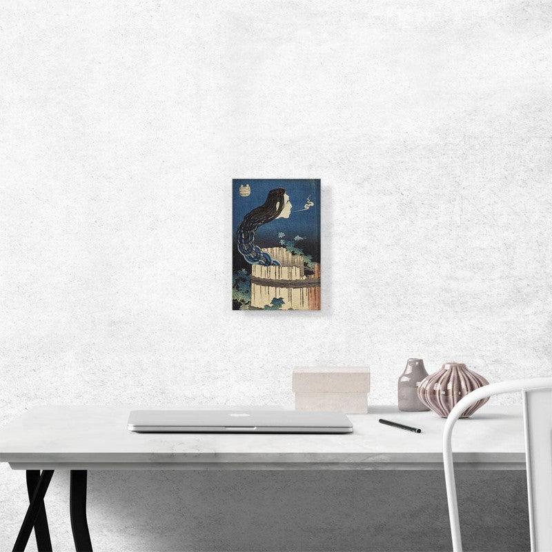 Canvas art depicting a ghostly woman emerging from a well, showcasing ethereal beauty and mystery.