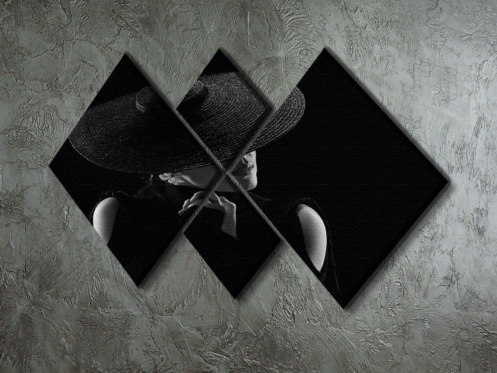 A multi-panel canvas artwork featuring a woman, divided into four equal squares, showcasing a hate theme with vibrant colors.