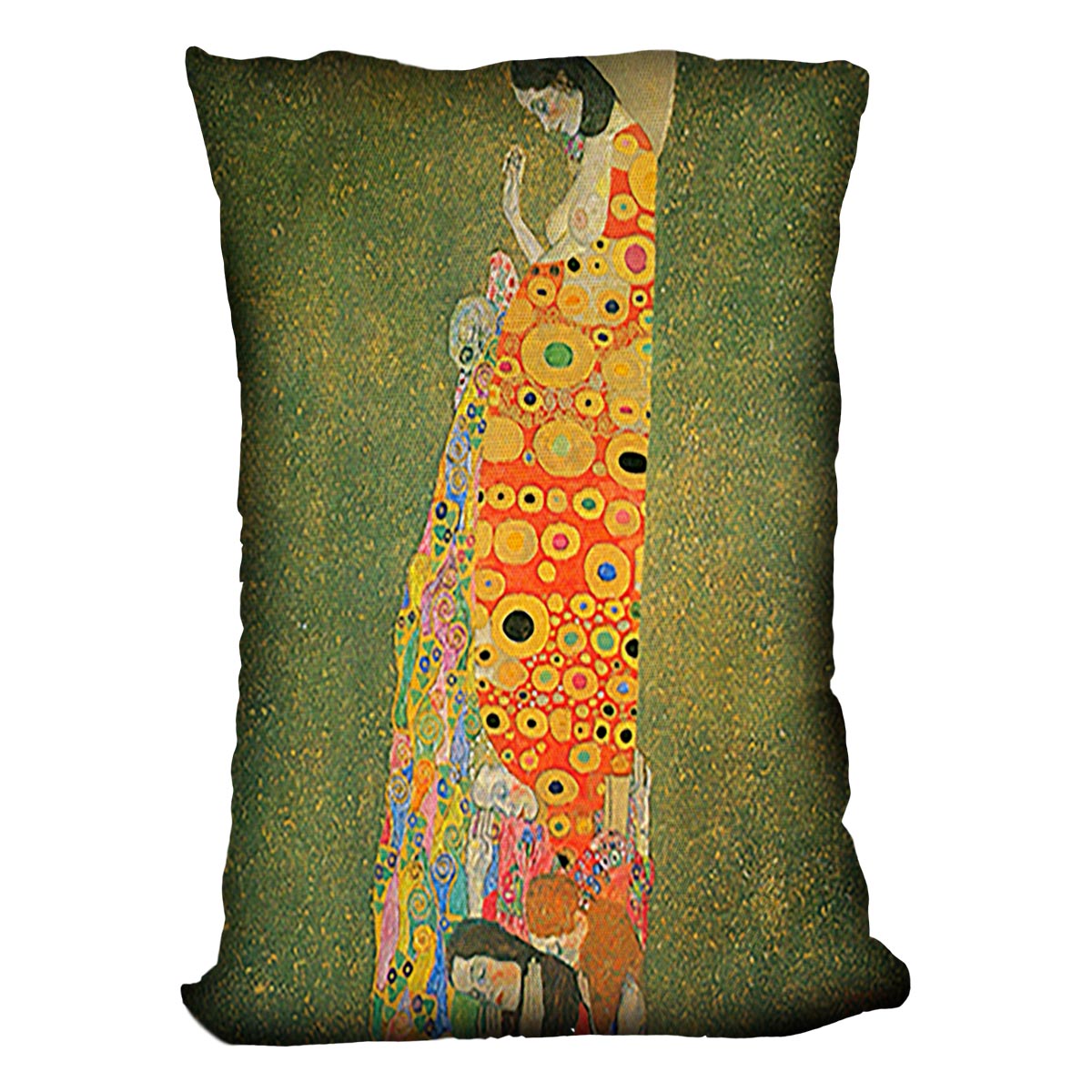 Abandoned Hope by Klimt Cushion featuring vibrant abstract design on luxurious vegan faux suede.