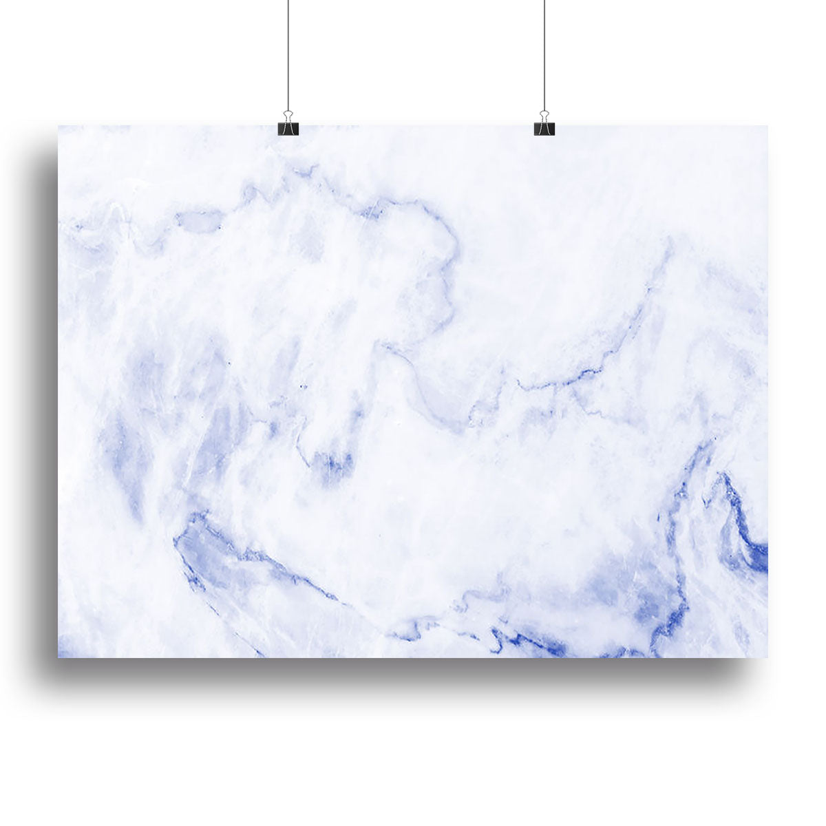 Abstract blue marble patterned canvas print showcasing elegant swirls and textures in vibrant blue tones.