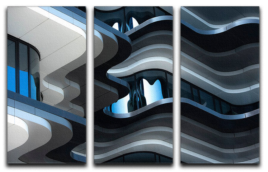 Abstract Building 3 Split Panel Canvas Print showcasing modern art with vibrant colors and intricate designs, perfect for home decor.