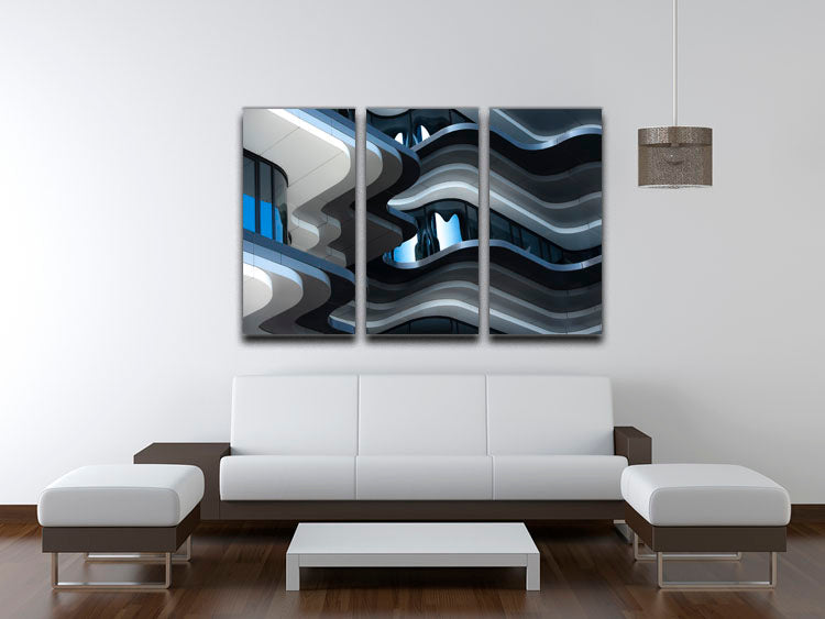 Abstract Building 3 Split Panel Canvas Print showcasing modern art with vibrant colors and intricate designs, perfect for home decor.