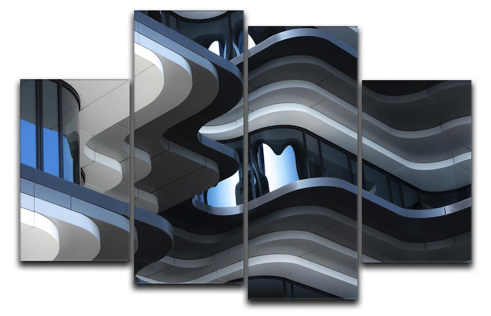 Abstract Building 4 Split Panel Canvas artwork featuring four equal sections with a modern design, perfect for enhancing interior spaces.