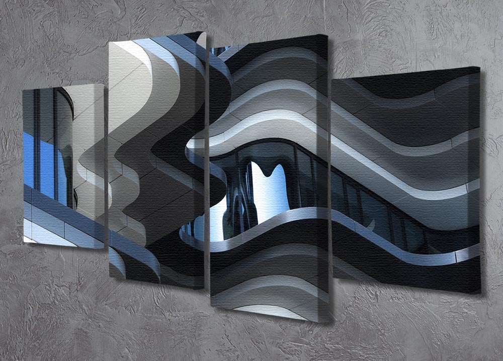 Abstract Building 4 Split Panel Canvas artwork featuring four equal sections with a modern design, perfect for enhancing interior spaces.