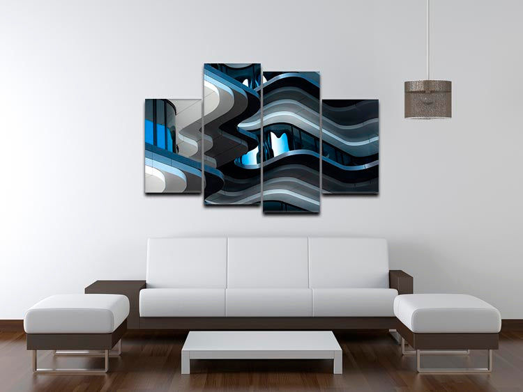 Abstract Building 4 Split Panel Canvas artwork featuring four equal sections with a modern design, perfect for enhancing interior spaces.