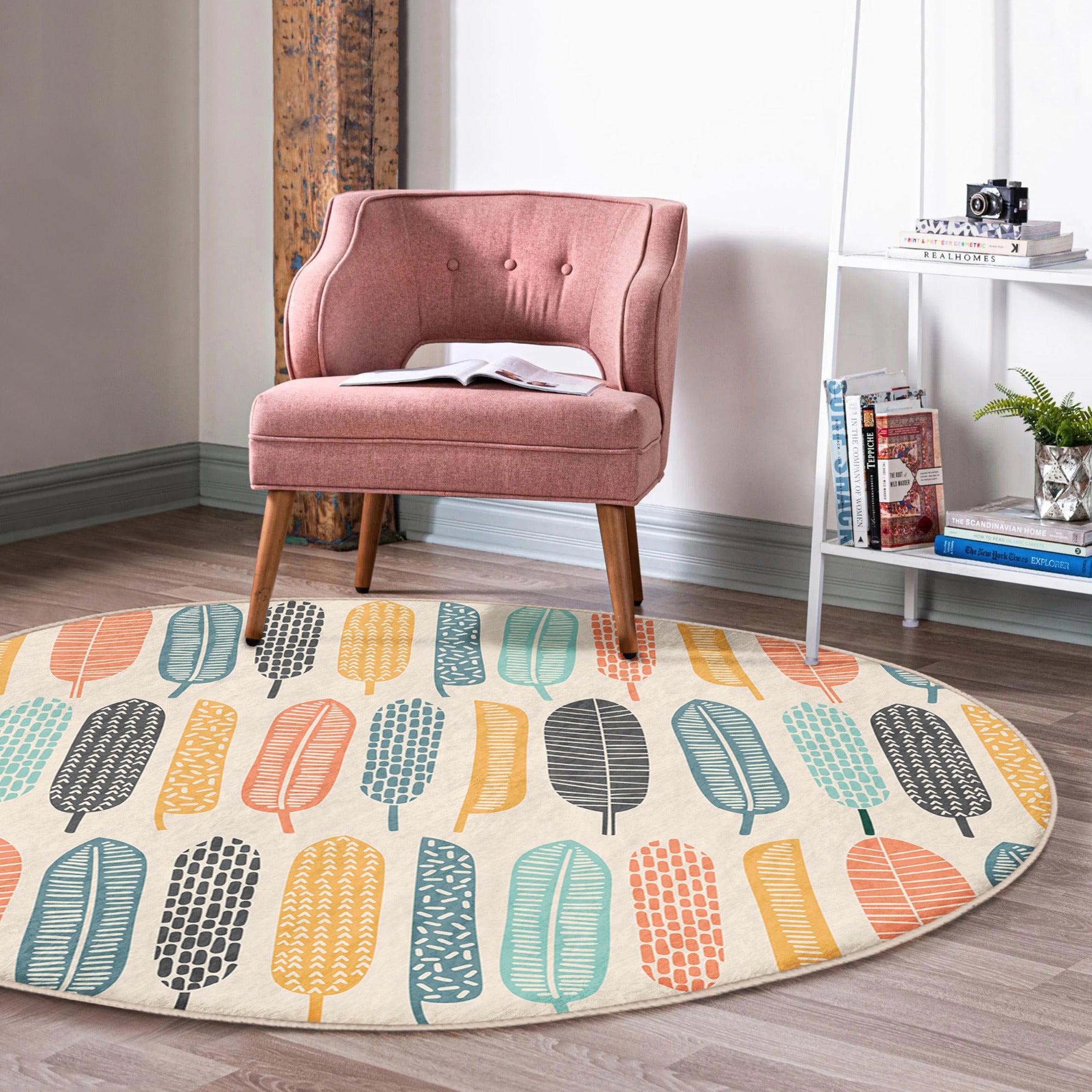 Abstract Decorative Round Rug featuring a unique fur pattern, perfect for bedrooms and living rooms.