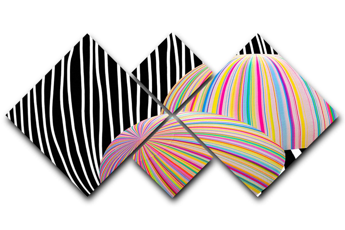 Abstract Expression 4 Square Multi Panel Canvas featuring four equal square sections with vibrant colors and a striking design.