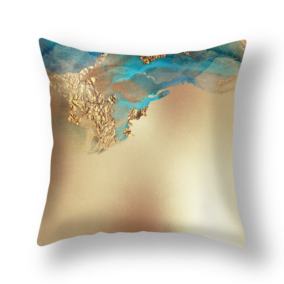 Abstract Geometric Print Cushion Cover showcasing a modern design in soothing colors, perfect for home decor.