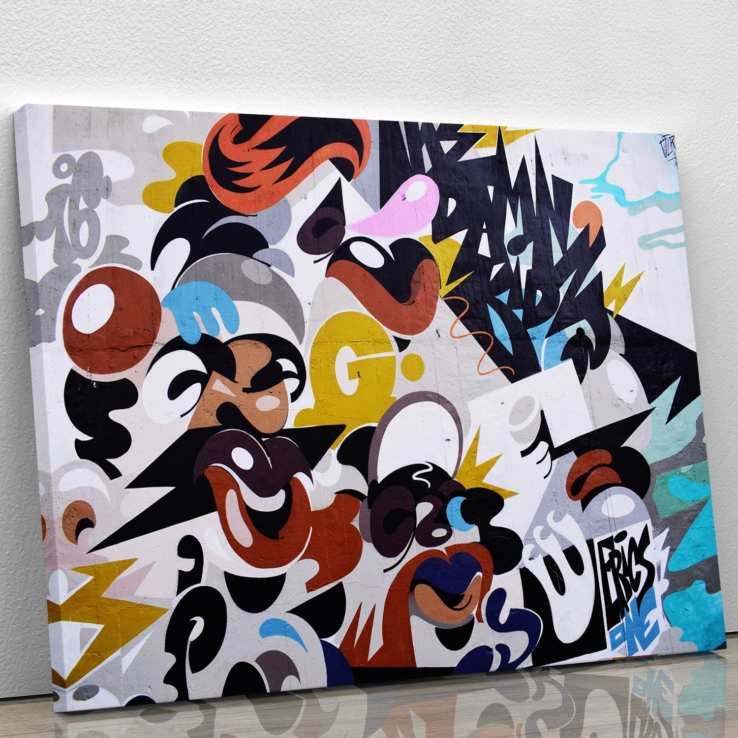 A vibrant Abstract Graffiti Canvas Print showcasing colorful, dynamic patterns perfect for modern decor.