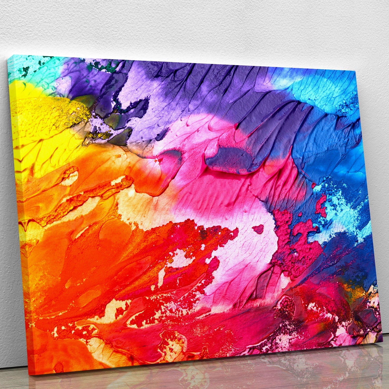 A vibrant Abstract Oil Paint Canvas Print showcasing dynamic colors and shapes, perfect for modern decor.