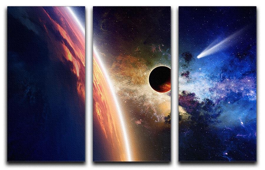 Abstract scientific background 3 split panel canvas print showcasing vibrant colors and intricate designs, perfect for modern decor.