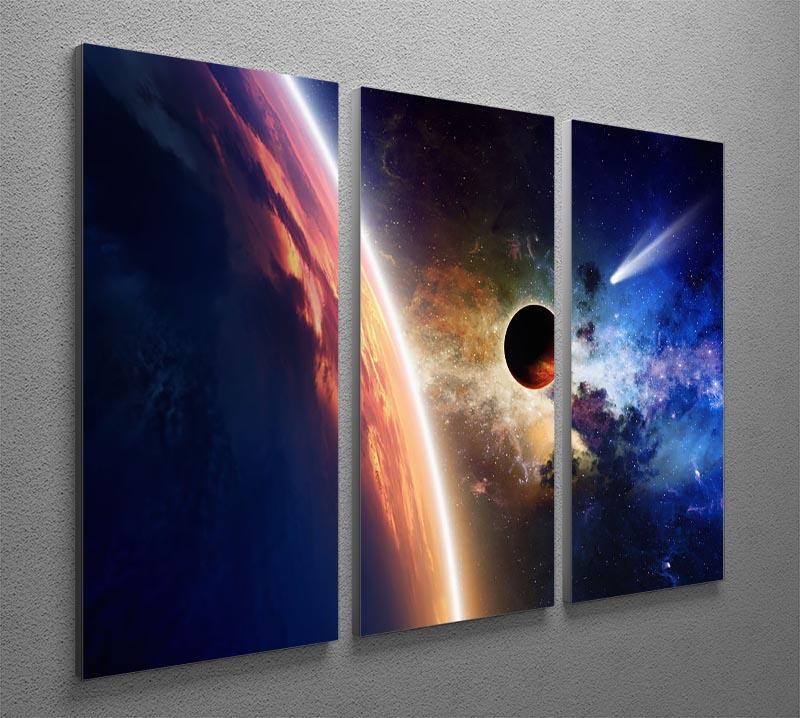 Abstract scientific background 3 split panel canvas print showcasing vibrant colors and intricate designs, perfect for modern decor.