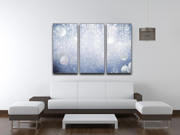 Abstract silver lights design on a 3-panel canvas print, showcasing modern art for elegant home decor.