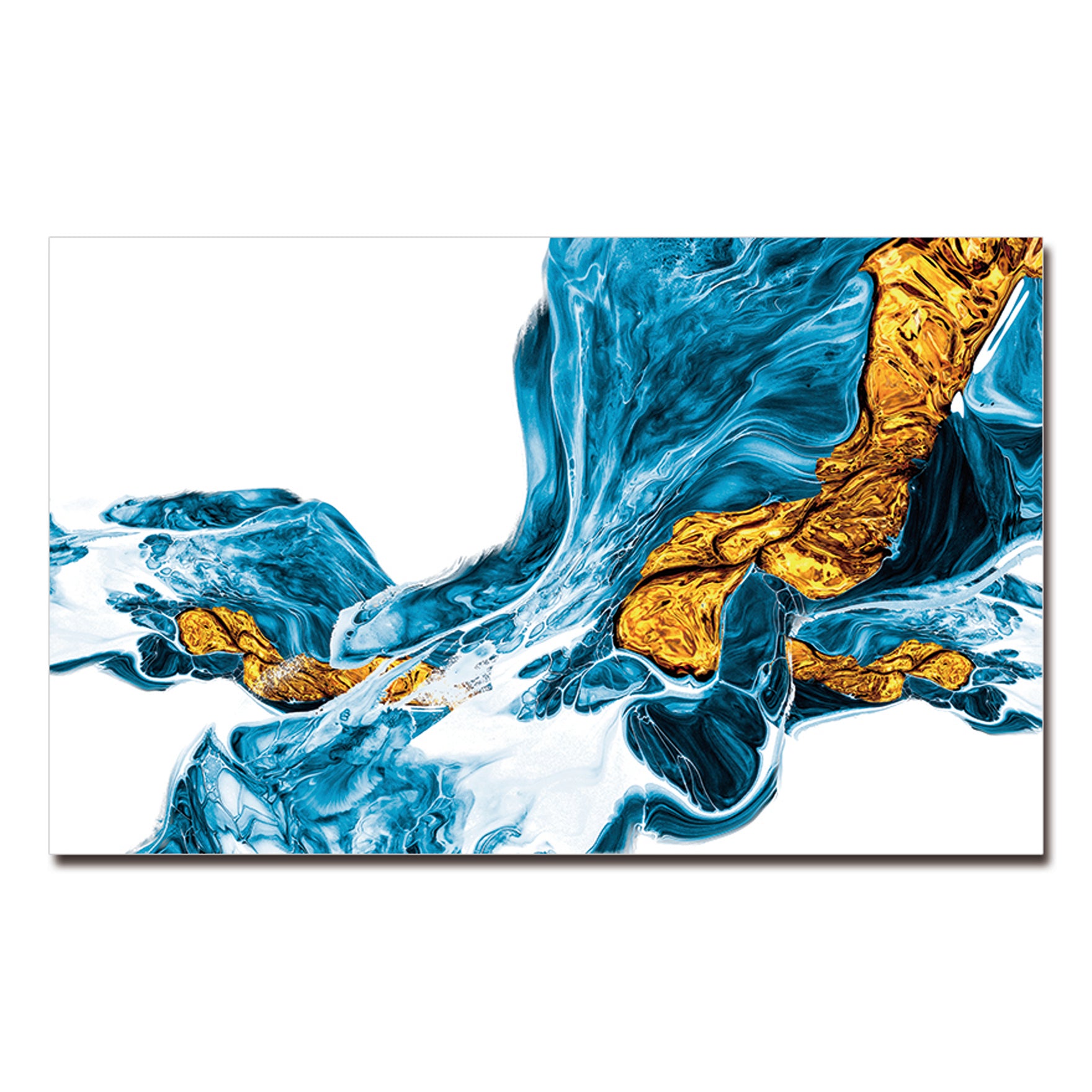 Abstract Turquoise and Yellow Acrylic Print showcasing vibrant colors and modern design, perfect for wall decor.
