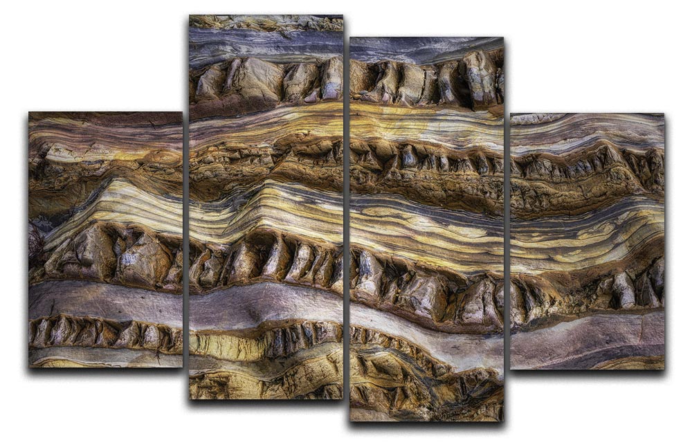 A stunning 4-split canvas artwork featuring abstract representations of nature, showcasing vibrant colors and intricate designs across four panels.