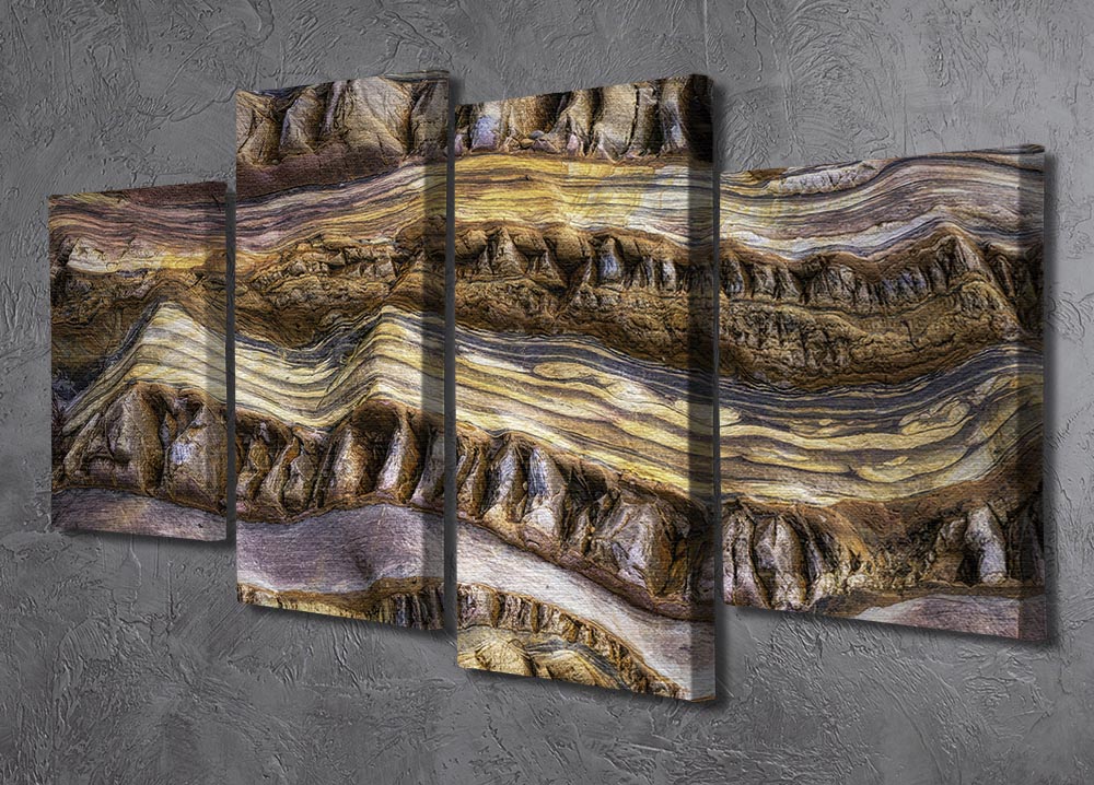 A stunning 4-split canvas artwork featuring abstract representations of nature, showcasing vibrant colors and intricate designs across four panels.