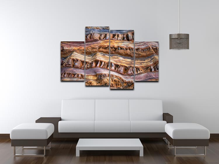 A stunning 4-split canvas artwork featuring abstract representations of nature, showcasing vibrant colors and intricate designs across four panels.