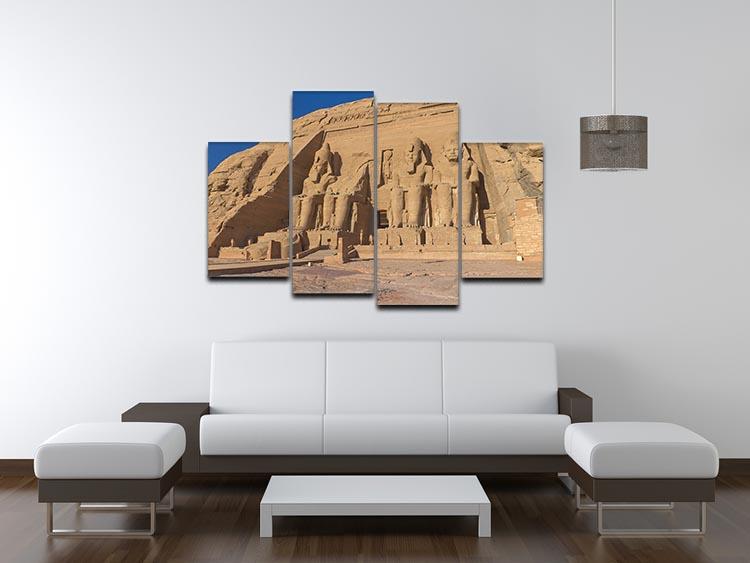 4-split canvas artwork depicting the Abu Simbel Temple of King Ramses II, showcasing intricate details and vibrant colors.