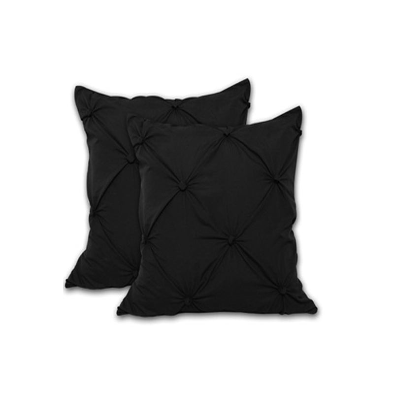 Accessorize 2 Pce Puffy European Pillowcases in Black, featuring a ruched design for added elegance and comfort.