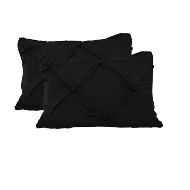 Accessorize 2 Pce Puffy Standard Pillowcases in Black with ruched design, soft fabric, and elegant style for bedroom decor.