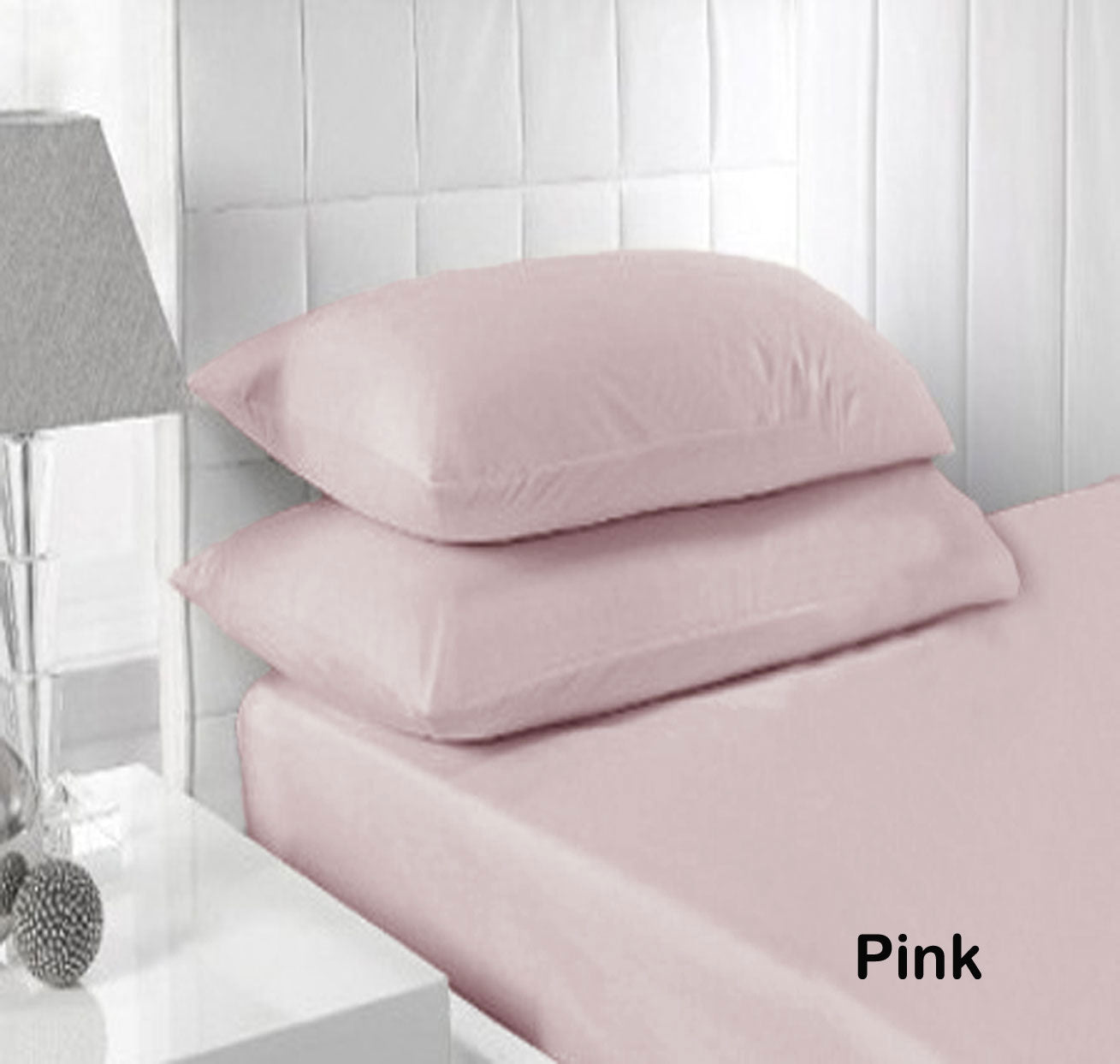 Accessorize 250TC Fitted Sheet Set in Pink, featuring a fitted sheet and matching pillowcases, designed for deep mattresses.
